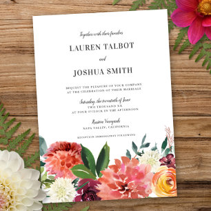 Romantic Watercolor Bouquet   Wedding Invitation