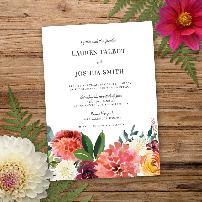 Romantic Watercolor Bouquet | Wedding Invitation (Creator Uploaded)