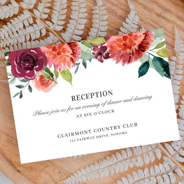 Romantic Watercolor Bouquet Wedding Reception  Enclosure Card (Creator Uploaded)