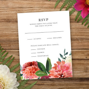 Romantic Watercolor Bouquet   Wedding Reply RSVP Card