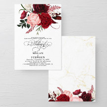 Romantic Watercolor Burgundy Floral Wedding