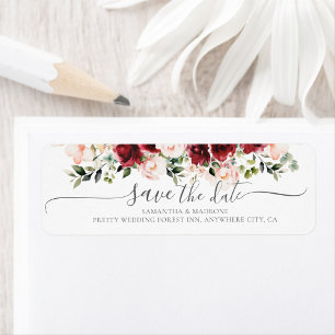 Romantic Watercolor Burgundy Roses Save the Date 