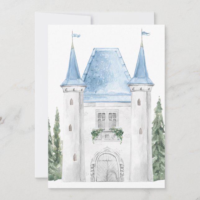 Romantic Watercolor Castle Background Wedding Invitation (Front)