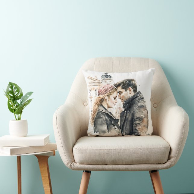 Romantic Watercolor Couples in Paris - Valentine   Cushion (Chair)