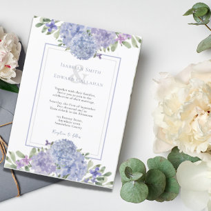 Romantic Watercolor Dusty Blue Hydrangeas Wedding Invitation