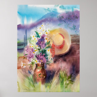 Romantic Watercolor Floral Art  Poster
