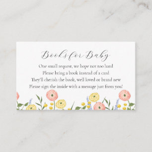Romantic Watercolor Floral Books for Baby Enclosure Card