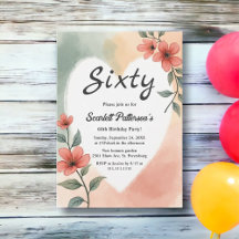 Romantic Watercolor Floral Dusty 60th Birthday