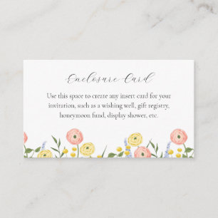 Romantic Watercolor Floral Enclosure Card