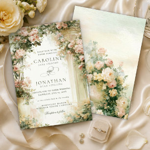 Romantic Watercolor Floral Estate Regency Inspired Invitation