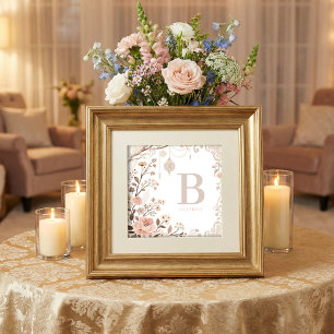 Romantic Watercolor Floral Filigree Design Poster