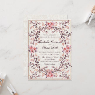 Romantic Watercolor Floral Frame-Rustic Fall Invitation