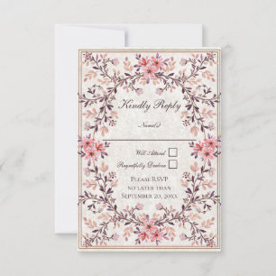 Romantic Watercolor Floral Frame-Rustic Fall RSVP Card