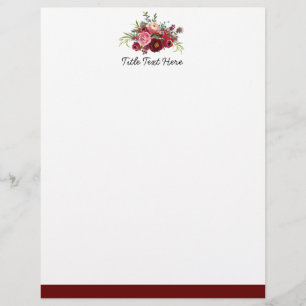 Romantic , Watercolor floral, letterhead