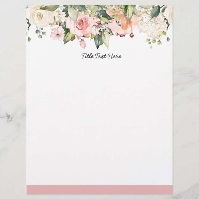 Romantic Watercolor floral, letterhead (Front)