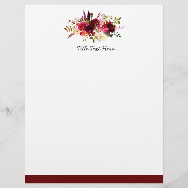 Romantic Watercolor floral, letterhead (Front)