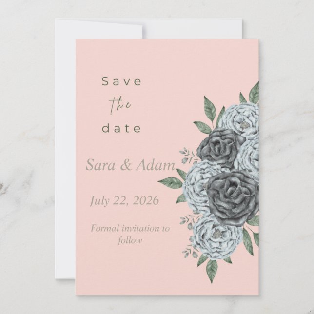Romantic Watercolor Floral Save the Date  (Front)