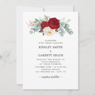 Romantic Watercolor Floral Spray Wedding Invitation