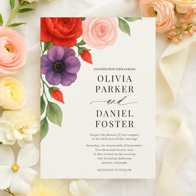 Romantic Watercolor Floral Wedding Invitation (Creator Uploaded)