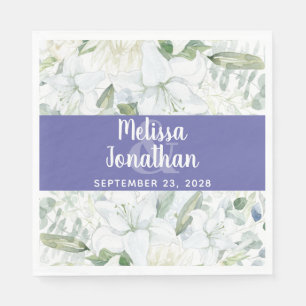 Romantic watercolor floral white flowers wedding   napkin