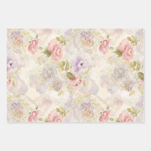 Romantic Watercolor Floral Wrapping Paper - Elegan