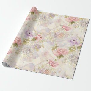 Romantic Watercolor Floral Wrapping Paper - Elegan