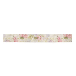 Romantic Watercolor Floral Wrapping Paper - Elegan Satin Ribbon