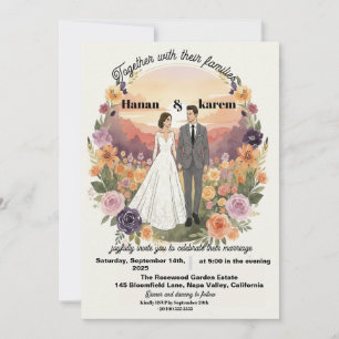 Romantic Watercolor Floral Wreath Wedding Invitati Invitation