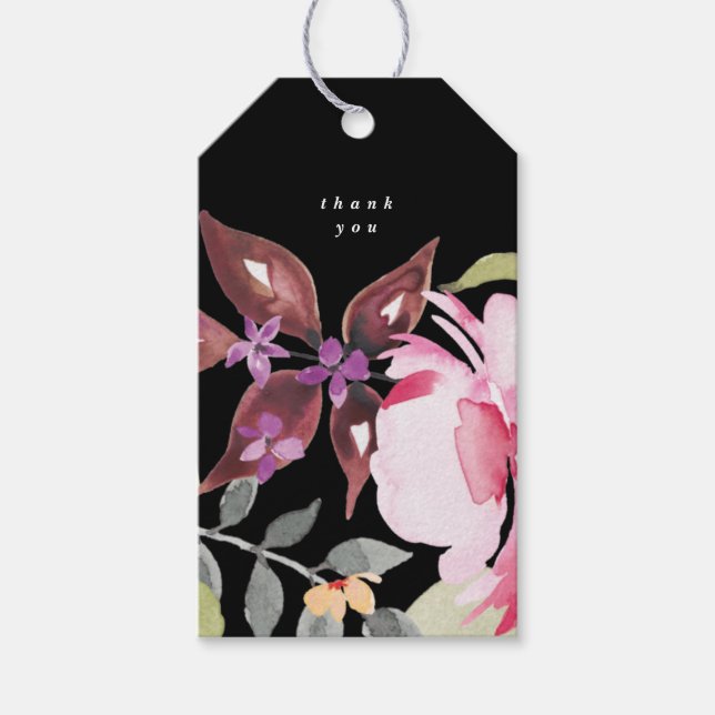 Romantic Watercolor Florals Wedding Favor Gift Tags (Front)
