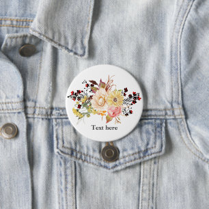 Romantic Watercolor Flower, bohemian floral 7.5 Cm Round Badge