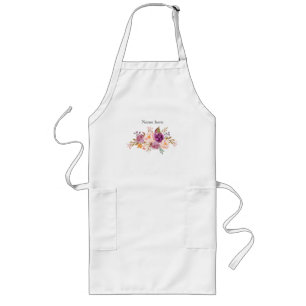 Romantic , Watercolor Flower, bohemian floral Long Apron