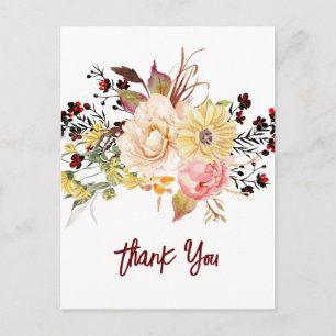 Romantic Watercolor Flower, bohemian floral Postcard