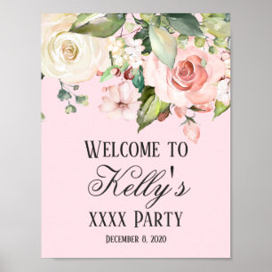 Romantic , Watercolor Flower, bohemian floral Poster