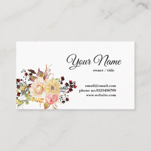 Romantic , Watercolor ,Flower, rustic floral Business Card