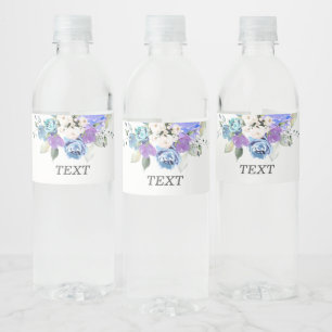 Romantic , Watercolor ,Flower, rustic floral Water Water Bottle Label