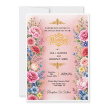 Romantic Watercolor Flower Wedding Invitation