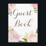 Romantic Watercolor Flowers Guest Book Wedding Postcard<br><div class="desc">Whimsical guest book sign featuring lovely watercolor illustrations of peonies and rose. This is a part of a wedding suite. Perfect for spring and garden weddings. Matching items are available.</div>