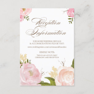 Romantic Watercolor Flowers Reception Card