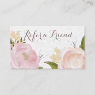 Romantic Watercolor Flowers Refer a Friend Card
