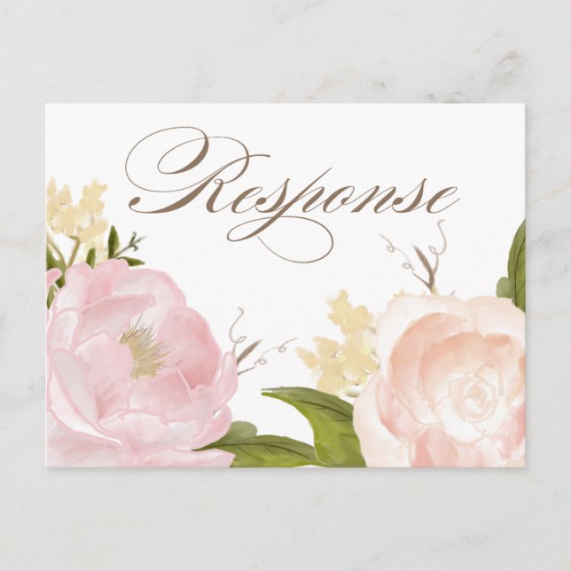 Romantic Watercolor Flowers RSVP Postcard II (Front)