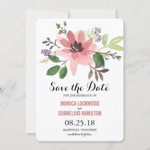 Romantic Watercolor Flowers Save the Date