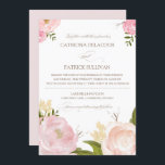 Romantic Watercolor Flowers Wedding Invitation<br><div class="desc">Whimsical wedding invitation featuring lovely watercolor illustrations of peonies and rose. This is a part of a wedding suite. Matching items are available.</div>