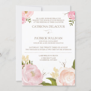 Romantic Watercolor Flowers Wedding Invitation IV