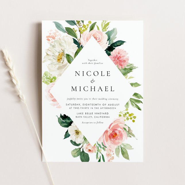 Romantic Watercolor Garden Flowers QR Code Wedding Invitation Postcard (Romantic Watercolor Garden Flowers QR Code Wedding Invitation Postcard)