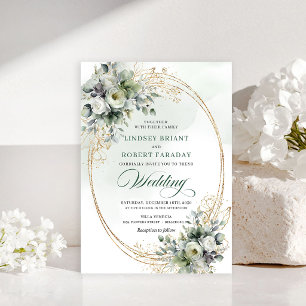 Romantic watercolor greenery wedding invitation