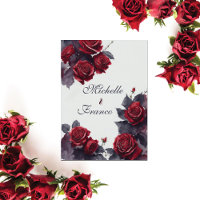 Romantic Watercolor Grey Red Roses Winter Wedding