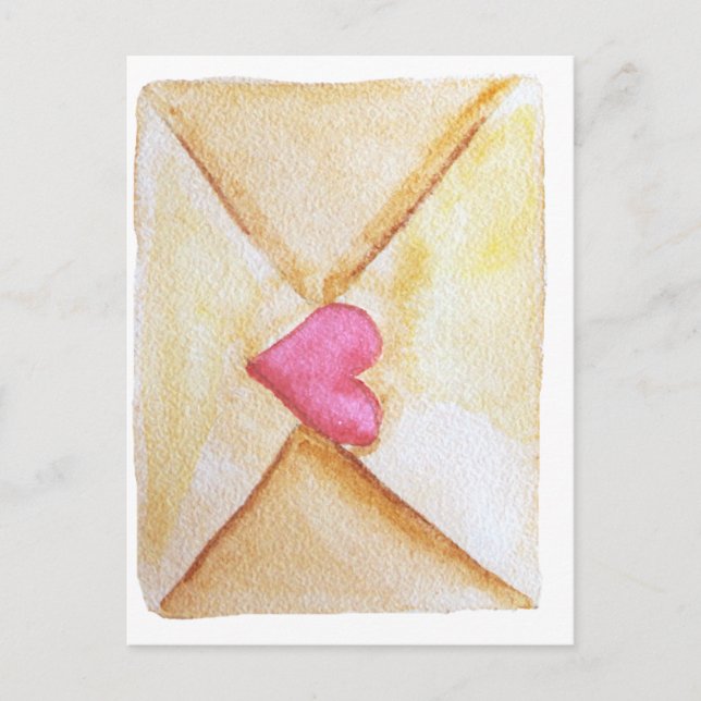 Romantic watercolor heart postcard (Front)