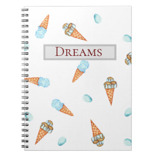 Romantic Watercolor Ice Creams Notebook