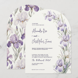 Romantic Watercolor Iris Garden Wedding Invitation