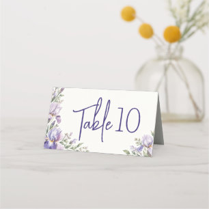 Romantic Watercolor Iris Garden Wedding Table Place Card